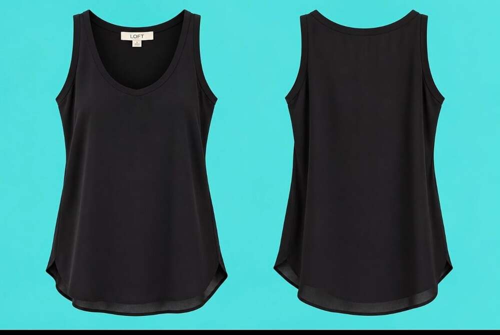 LOFT Black Scoop Neck Sleeveless Tank Top Size S